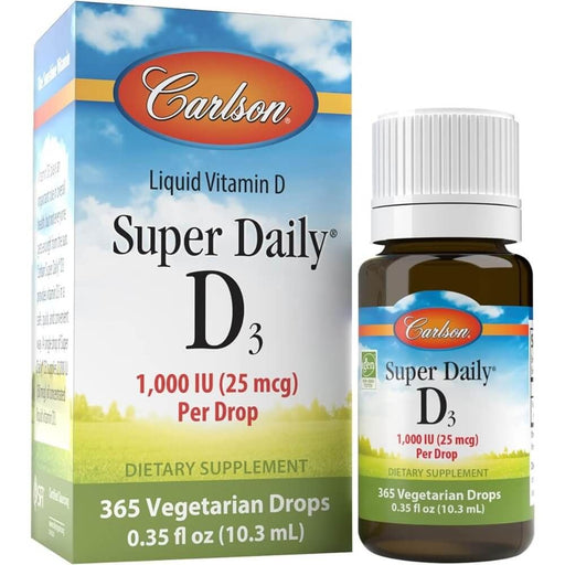 Carlson Labs Super Daily D3 1,000iu 365 Drops 10.3ml Best Value Muscle Health at MYSUPPLEMENTSHOP.co.uk
