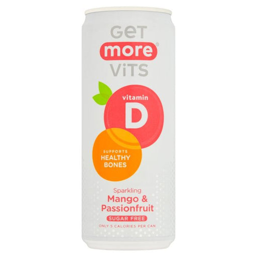 Get More Vits VIT D Can Sparkling Mango & Passionfruit 12 x 330 ml | High-Quality Sports Supplements | MySupplementShop.co.uk
