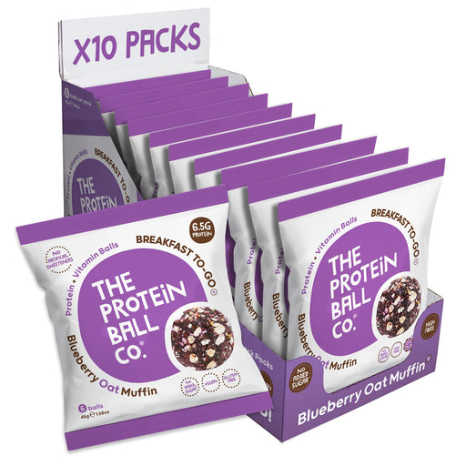 The Protein Ball Co Blueberry Oat Muffin Protein + Vitamin Balls (Breakfast To-Go) 10x45g at MySupplementShop.co.uk