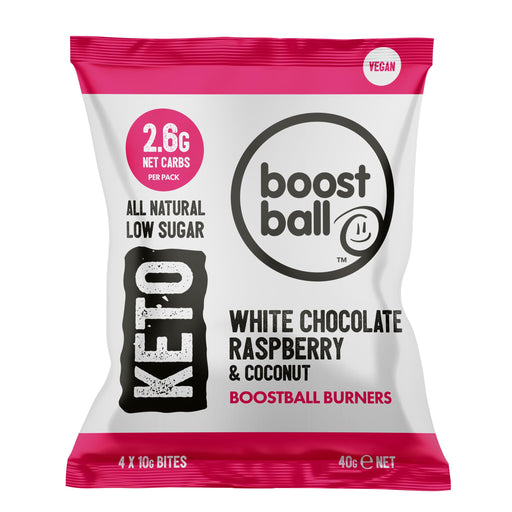 Boostball Keto Boostball Burners 12x40g White Choc \u0026 Raspberry