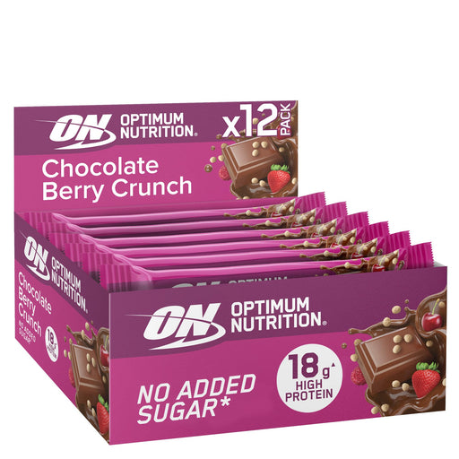 Optimum Nutrition Crunch Bar 12x55g Choc Red Berry cheapest price with MYSUPPLEMENTSHOP.co.uk