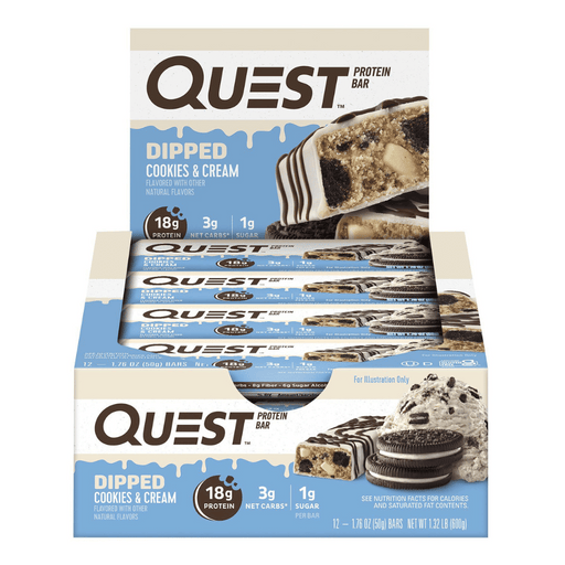 Quest Nutrition Bar 12x60g Dipped Cookies & Cream at MySupplementShop.co.uk