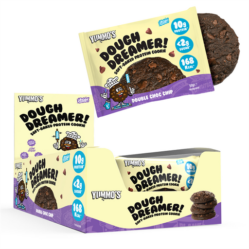 Yummo's Dough Dreamer! Vegan Protein Cookie 12x50g Double Choc Chip | Premium Protein Bars at MySupplementShop.co.uk