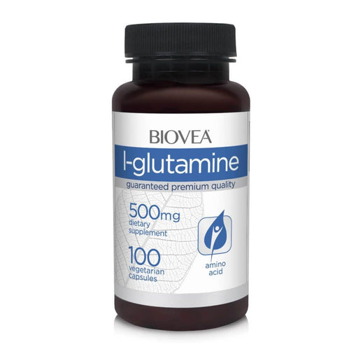 Biovea L-Glutamine 500mg 100 Vegetarian Capsules | Premium Supplements at MYSUPPLEMENTSHOP
