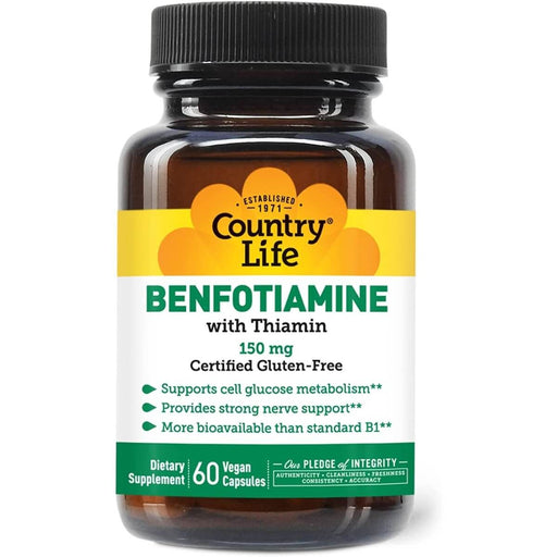 Country Life Benfotiamine with Thiamin 150mg 60 Vegan Capsules | Premium Supplements at MYSUPPLEMENTSHOP