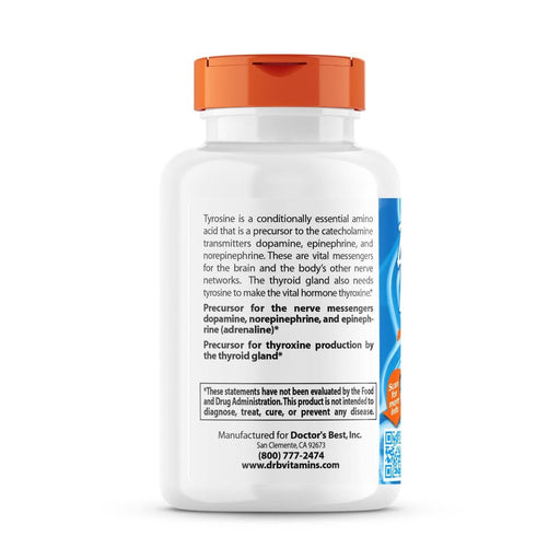 Doctor's Best, Best L-Tyrosine 500mg 120 Veggie Capsules | Premium Supplements at MYSUPPLEMENTSHOP