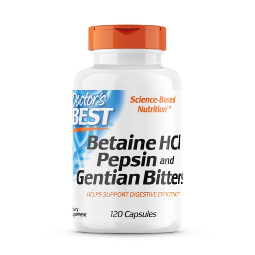 Doctor's Best Betaine HCL, Pepsin and Gentian Bitters 120 Capsules | Premium Supplements at MYSUPPLEMENTSHOP