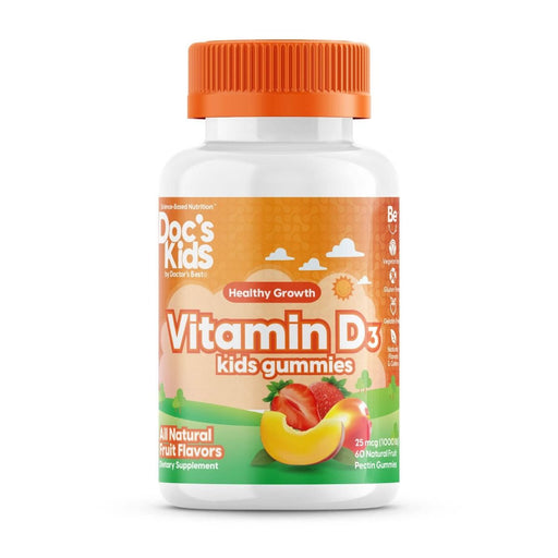 Doctor's Best Doc's Kids, Vitamin D3 Gummies, All Natural Fruit, 25 mcg (1,000 IU), 60 Natural Fruit Pectin Gummies | Premium Supplements at MYSUPPLEMENTSHOP