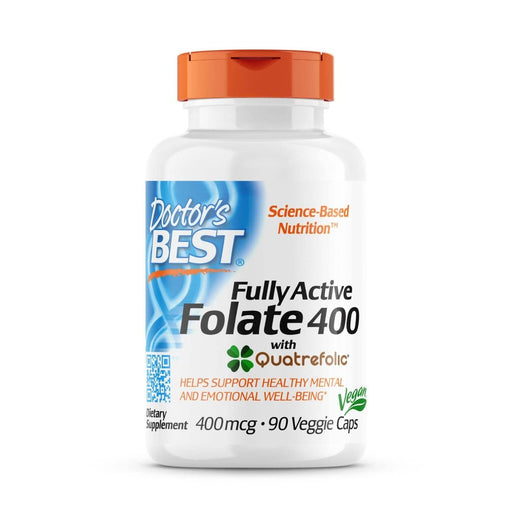 Doctor's Best Fully Active Folate 400 with Quatrefolic 400 mcg 90 Veggie Capsules | Premium Supplements at MYSUPPLEMENTSHOP