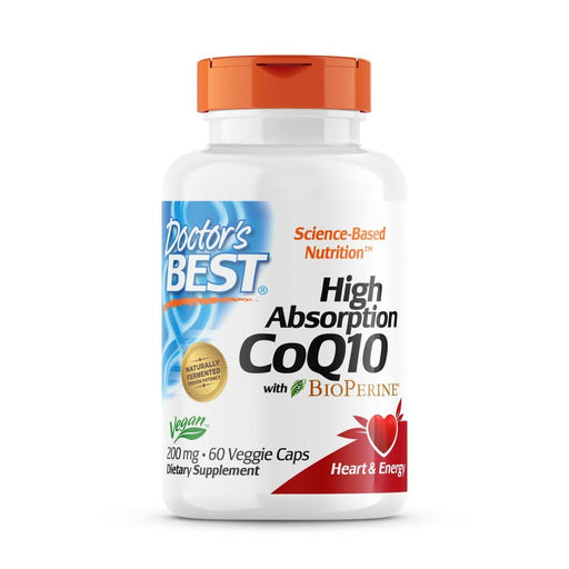 Doctor's Best High Absorption CoQ10 with BioPerine 200 mg 60 Veggie Capsules | Premium Supplements at MYSUPPLEMENTSHOP