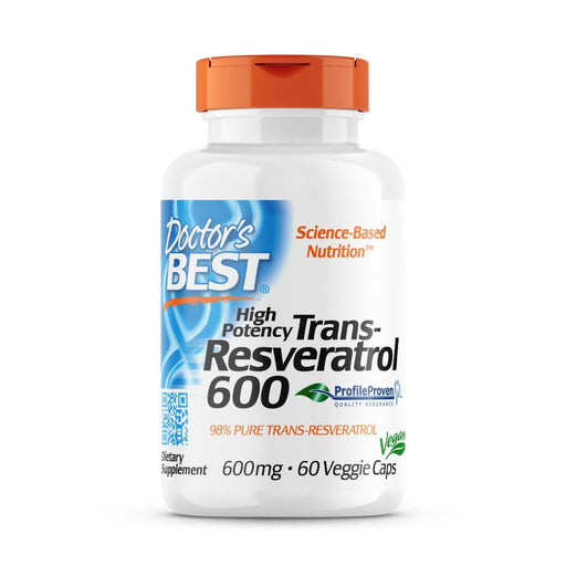Doctor's Best High Potency Trans-Resveratrol 600, 600 mg 60 Veggie Capsules | Premium Supplements at MYSUPPLEMENTSHOP