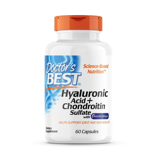 Doctor's Best Hyaluronic Acid + Chondroitin Sulfate with BioCell Collagen, 60 Veggie Capsules | Premium Supplements at MYSUPPLEMENTSHOP