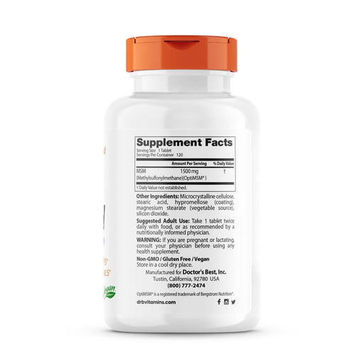 Doctor's Best MSM with OptiMSM 1,500 mg 120 Tablets | Premium Supplements at MYSUPPLEMENTSHOP