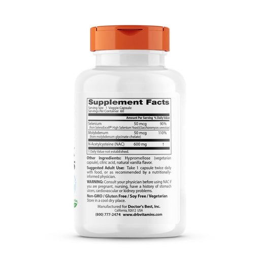 Doctor's Best NAC Detox Regulators 60 Veggie Capsules | Premium Supplements at MYSUPPLEMENTSHOP