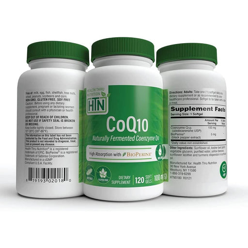 Health Thru Nutrition CoQ10 with BioPerine 100mg 120 Softgels | Premium Supplements at MYSUPPLEMENTSHOP