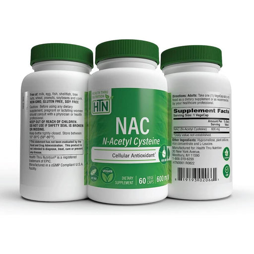 Health Thru Nutrition NAC (N-Acetyl Cysteine) 600mg 60 Veggie Capsules | Premium Supplements at MYSUPPLEMENTSHOP
