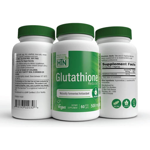 Health Thru Nutrition Reduced Glutathione 500mg 60 Veggie Capsules Best Value Detox & Cleanse at MYSUPPLEMENTSHOP.co.uk