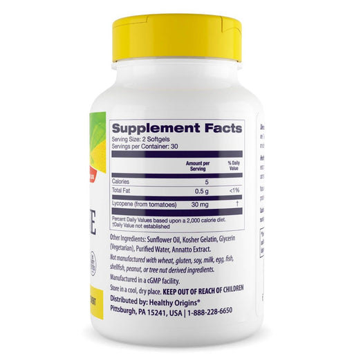 Healthy Origins Lycopene 15mg 60 Softgels | Premium Supplements at MYSUPPLEMENTSHOP