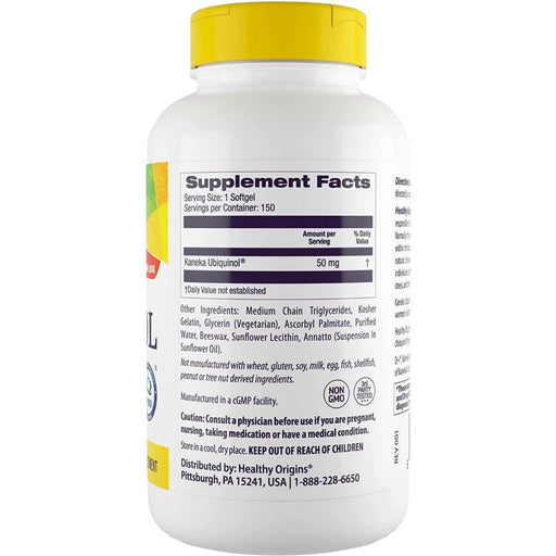 Healthy Origins Ubiquinol 50mg 150 Softgels | Premium Supplements at MYSUPPLEMENTSHOP