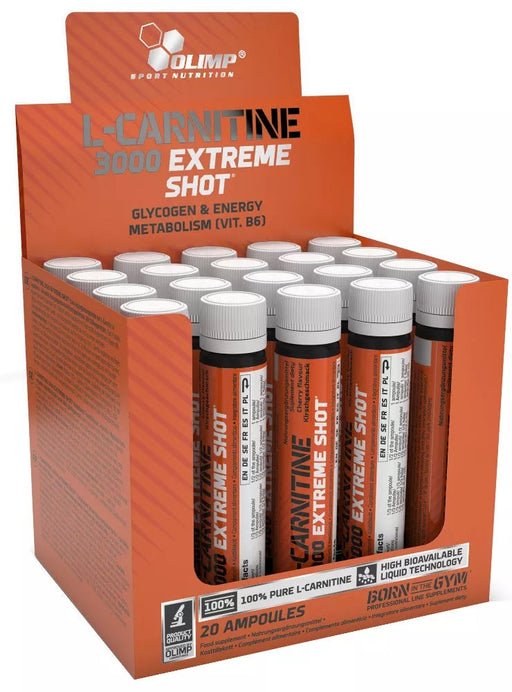 Olimp Nutrition L-Carnitine 3000 Extreme Shot, Cherry - 20 x 25 ml. | High-Quality Amino Acids and BCAAs | MySupplementShop.co.uk