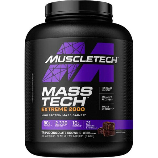 MuscleTech Mass-Tech Extreme 2000, Triple Chocolate Brownie - 2720 grams | High-Quality Weight Gainers & Carbs | MySupplementShop.co.uk