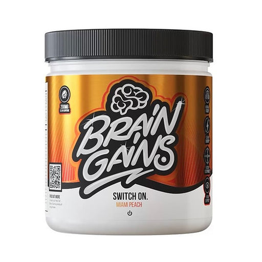 Brain Gains Switch On Miami Peach 225g at the cheapest price at MYSUPPLEMENTSHOP.co.uk
