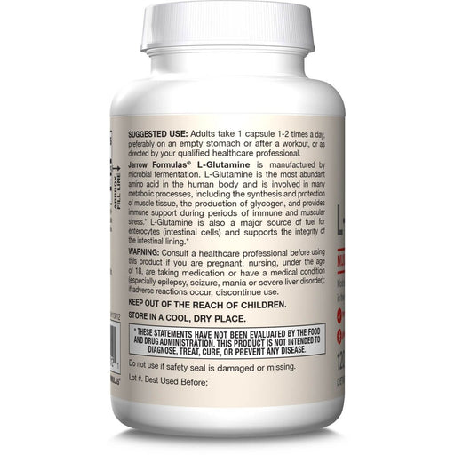Jarrow Formulas L-Glutamine 750mg 120 Vegetarian Capsules | Premium Supplements at MYSUPPLEMENTSHOP