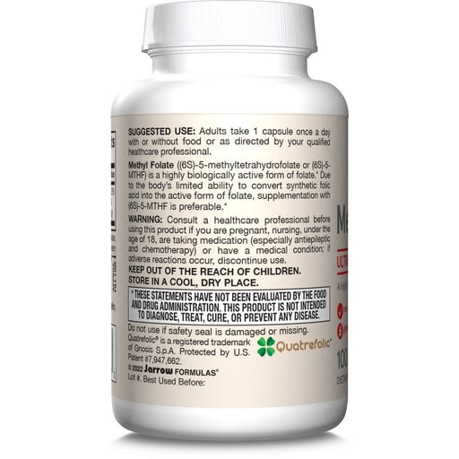 Jarrow Formulas Methyl Folate 1,000mcg 100 Veggie Capsules | Premium Supplements at MYSUPPLEMENTSHOP