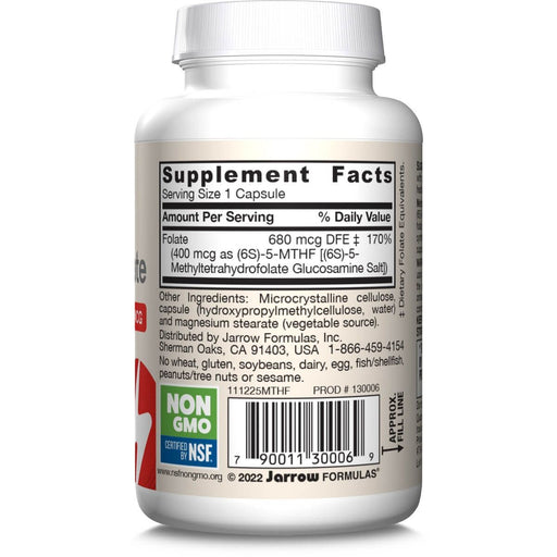 Jarrow Formulas Methyl Folate 400mcg 60 Veggie Capsules | Premium Supplements at MYSUPPLEMENTSHOP