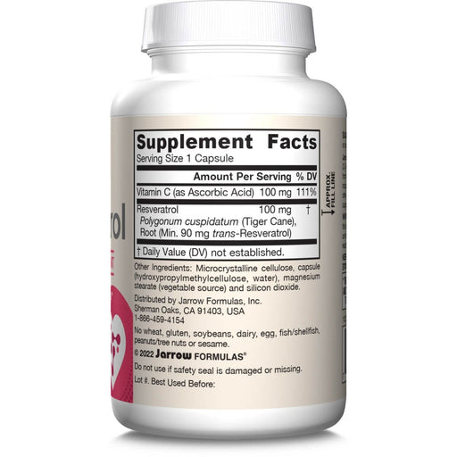 Jarrow Formulas Resveratrol 100mg 60 Veggie Capsules | Premium Supplements at MYSUPPLEMENTSHOP