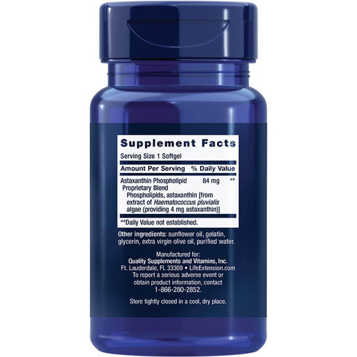 Life Extension Astaxanthin with Phospholipids 4 mg 30 Softgels | Premium Supplements at MYSUPPLEMENTSHOP