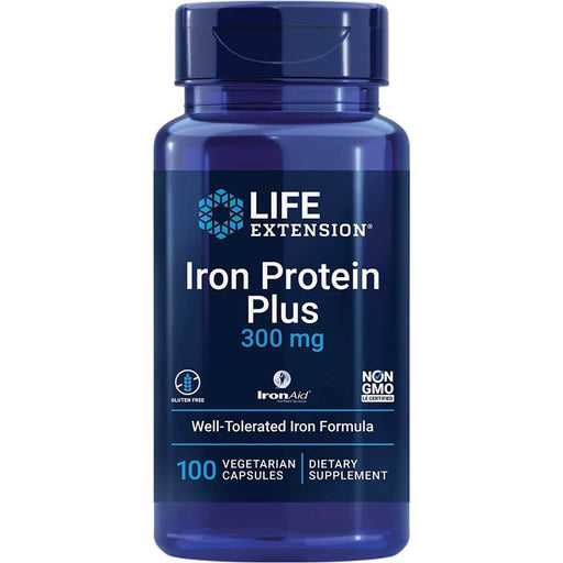 Life Extension Iron Protein Plus, 300mg 100 Vegetarian Capsules | Premium Supplements at MYSUPPLEMENTSHOP