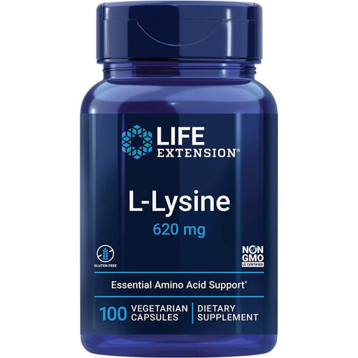 Life Extension L-Lysine 620 mg 100 Vegetarian Capsules | Premium Supplements at MYSUPPLEMENTSHOP