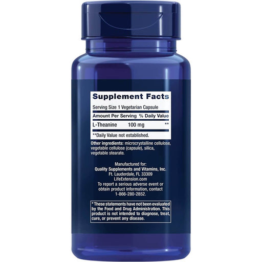 Life Extension L-Theanine 100 mg 60 Vegetarian Capsules | Premium Supplements at MYSUPPLEMENTSHOP