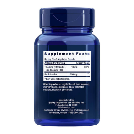 Life Extension Mega Benfotiamine 250 mg 120 Vegetarian Capsules | Premium Supplements at MYSUPPLEMENTSHOP