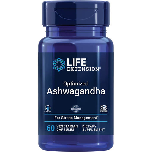 Life Extension Optimized Ashwagandha 60 Vegetarian Capsules | Premium Supplements at MYSUPPLEMENTSHOP