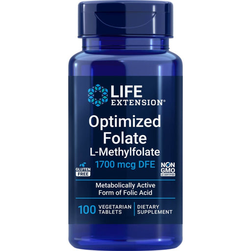 Life Extension Optimized Folate L-Methylfolate 1700mcg DFE 100 Vegetarian Tablets | Premium Supplements at MYSUPPLEMENTSHOP