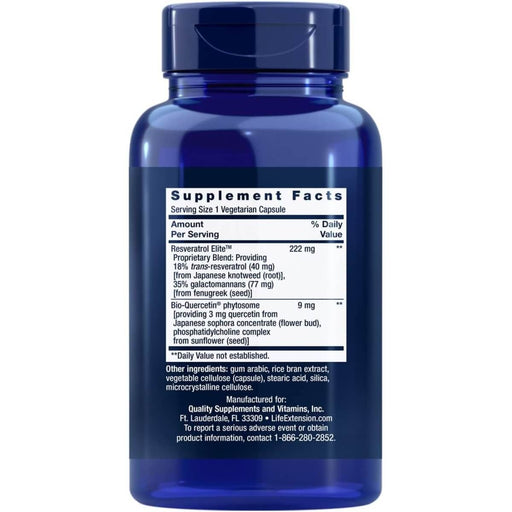 Life Extension Optimized Resveratrol Elite 60 Vegetarian Capsules | Premium Supplements at MYSUPPLEMENTSHOP