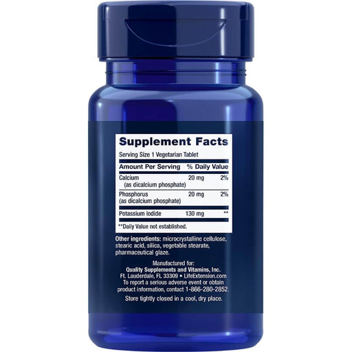 Life Extension Potassium Iodide Tablets 130 mg 14 Vegetarian Tablets | Premium Supplements at MYSUPPLEMENTSHOP