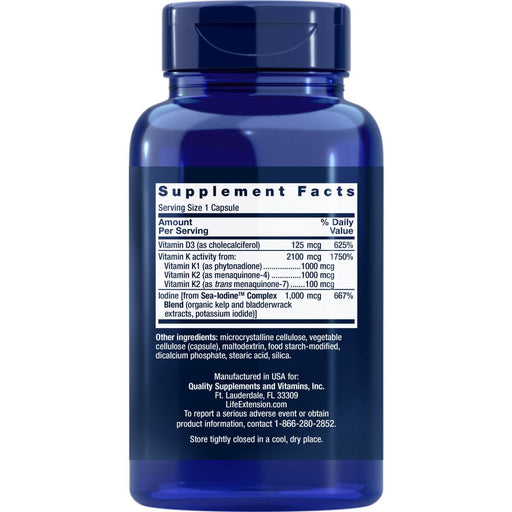 Life Extension Vitamins D and K with Sea-Iodine 60 Capsules | Premium Supplements at MYSUPPLEMENTSHOP