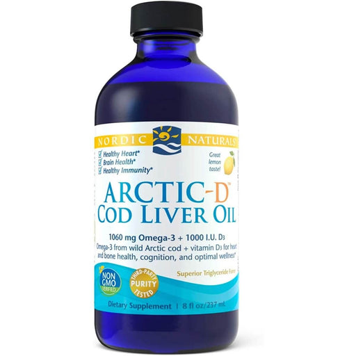 Nordic Naturals Arctic-D Cod Liver Oil 1060mg Omega-3 8 fl oz (Lemon) | Premium Supplements at MYSUPPLEMENTSHOP