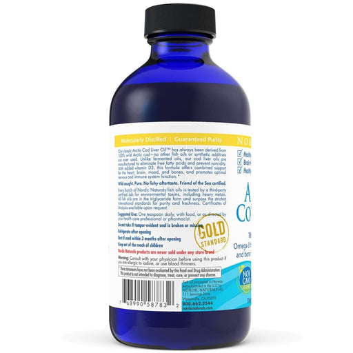 Nordic Naturals Arctic-D Cod Liver Oil 1060mg Omega-3 8 fl oz (Lemon) | Premium Supplements at MYSUPPLEMENTSHOP