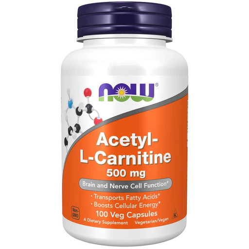 NOW Foods Acetyl-L Carnitine 500 mg 100 Veg Capsules | Premium Supplements at MYSUPPLEMENTSHOP