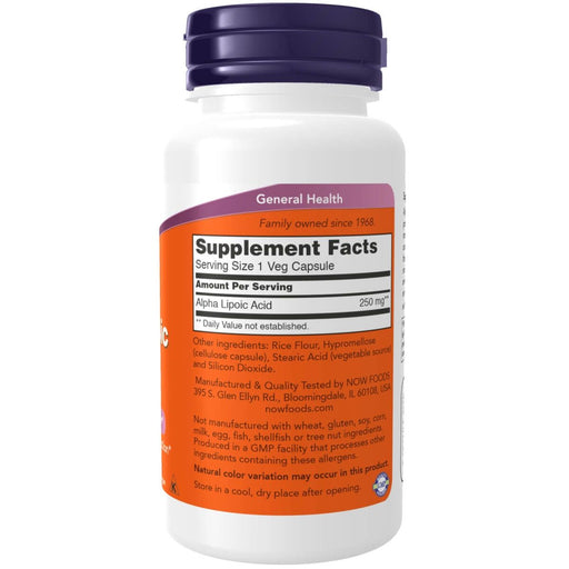 NOW Foods Alpha Lipoic Acid 250 mg 60 Veg Capsules | Premium Supplements at MYSUPPLEMENTSHOP