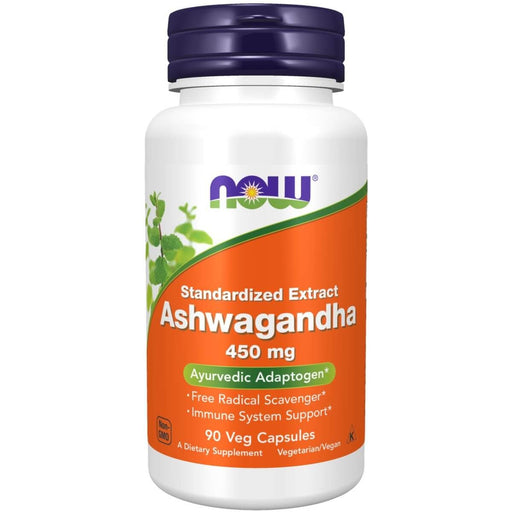 NOW Foods Ashwagandha 450 mg 90 Veg Capsules | Premium Supplements at MYSUPPLEMENTSHOP