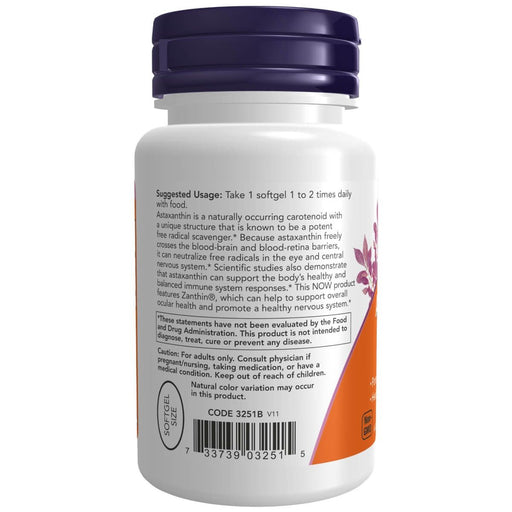 NOW Foods Astaxanthin 4 mg 60 Veggie Softgels | Premium Supplements at MYSUPPLEMENTSHOP