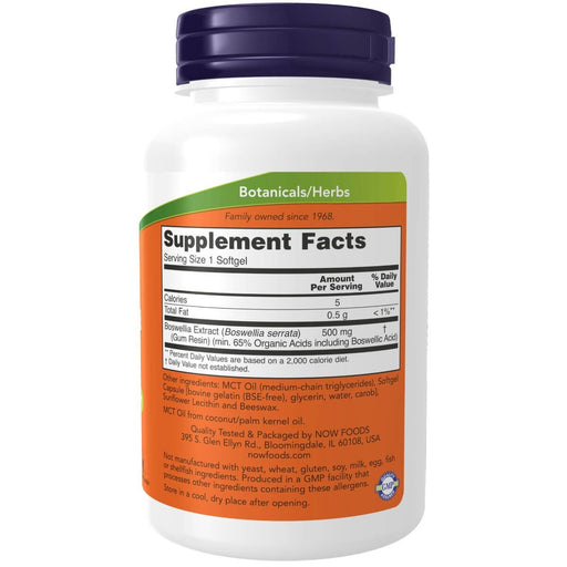 NOW Foods Boswellia Extract 500 mg 90 Softgels | Premium Supplements at MYSUPPLEMENTSHOP