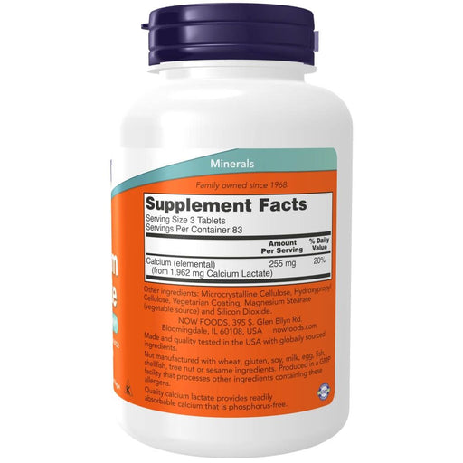 NOW Foods Calcium Lactate 250 Tablets | Premium Supplements at MYSUPPLEMENTSHOP