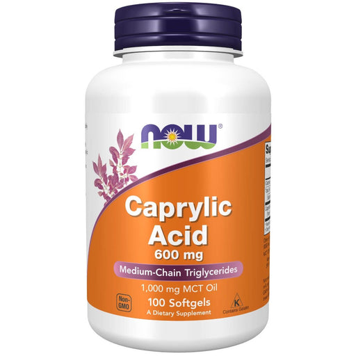 NOW Foods Caprylic Acid 600 mg 100 Softgels | Premium Supplements at MYSUPPLEMENTSHOP