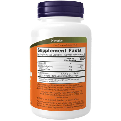 NOW Foods Glucomannan 575 mg 180 Veg Capsules | Premium Supplements at MYSUPPLEMENTSHOP